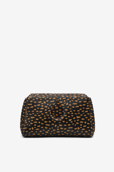 Gabrielle Crossbody S spotted calfskin bag — Black and beige