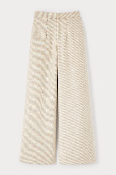 Diagonal beige wide-leg pants with a tailored fit