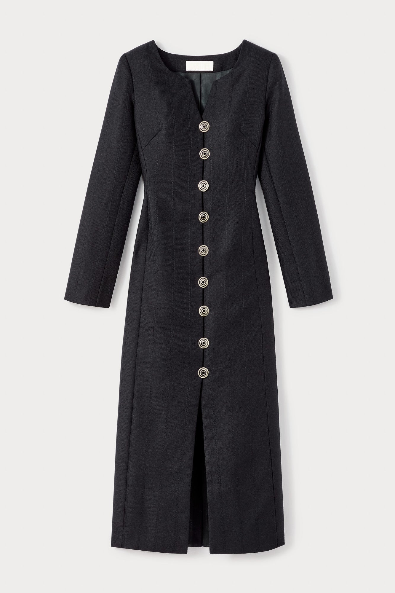 Black long-sleeve dress with refined button details DESTREE Black long-sleeve dress with refined button details DESTREE