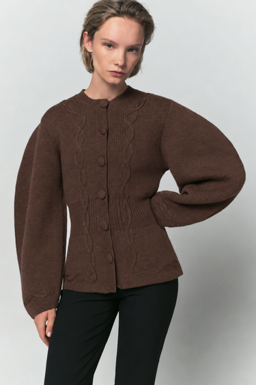 Adrian wool knit jacket — Brown