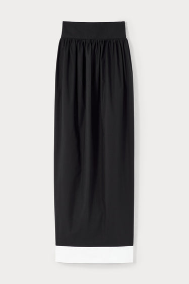 Gathered long skirt - Black & White