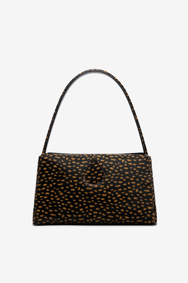 Gabrielle M spotted calfskin shoulder bag — Black and beige