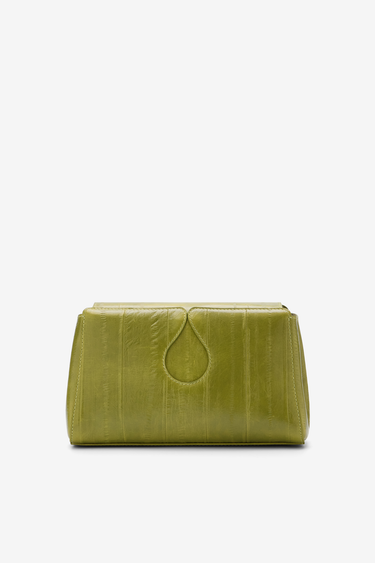Gabrielle Crossbody S line-embossed calfskin bag — Olive