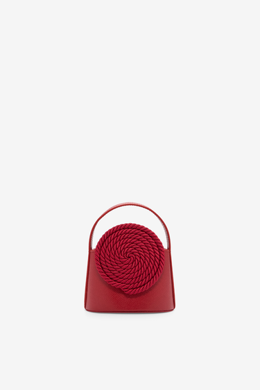 Mini leather bag with passementerie details - Red