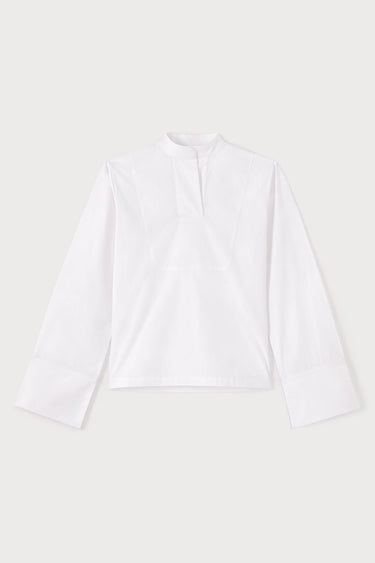 White popelin shirt with band collar