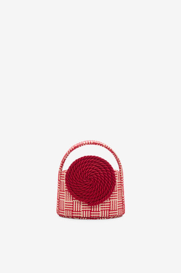 Natural & red straw mini bag with passementerie details