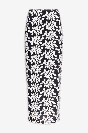 Embroided pencil skirt with floral details