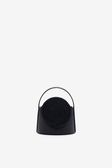 Mini leather bag with passementerie details - Black