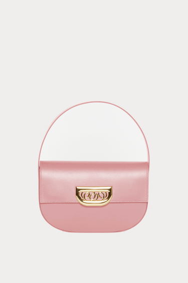 Leather bag with golden latch - Pink