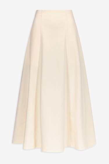 Denim midi skirt with pockets - Ecru