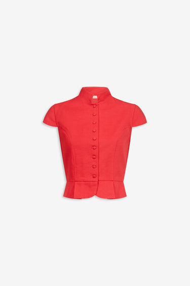 Red textured sleeveless summer top