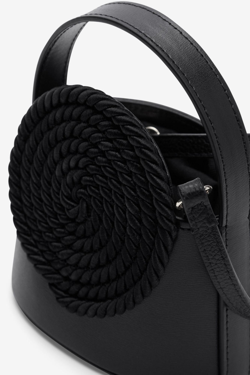 Black mini leather bag with passementerie details – DESTREE