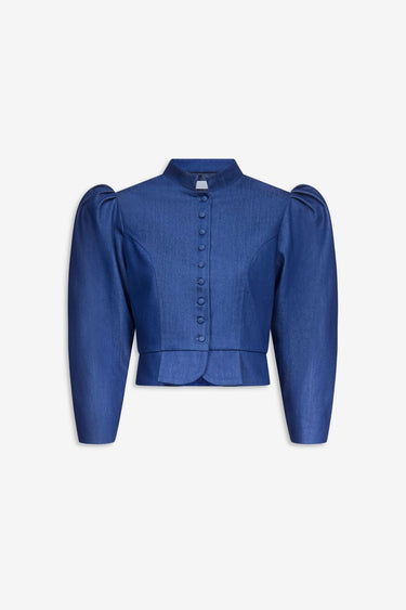 Puff sleeves denim jacket - Blue