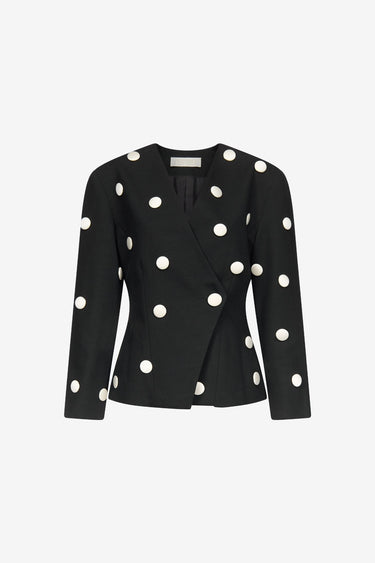 Velvet polka dots jacket - Black & White