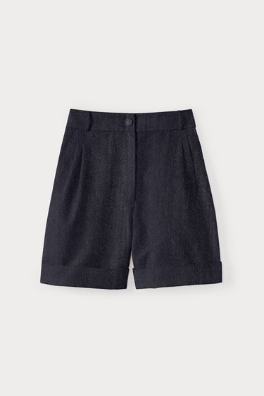 Dark denim high-waisted shorts