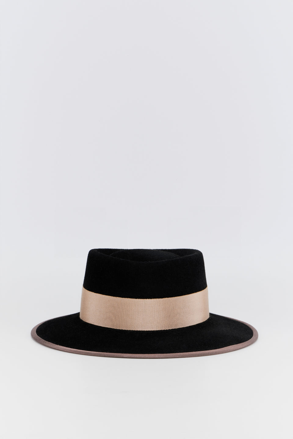 Black felt wide-brim hat with woven band – DESTREE