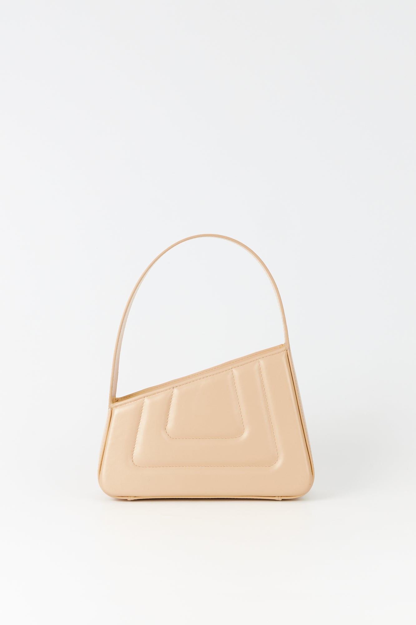 d'estrëe paris BEIGE Asymmetric Leather Quilted Mini Bag
