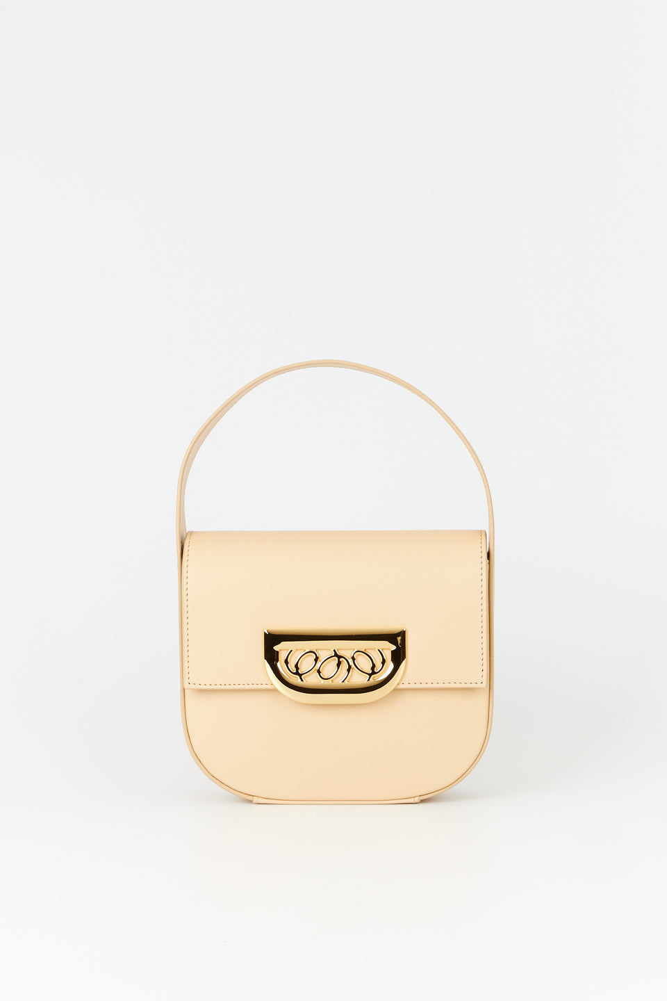Beige leather handbag with golden latch – DESTREE 