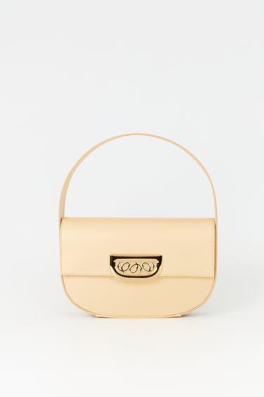 Beige leather bag with golden latch