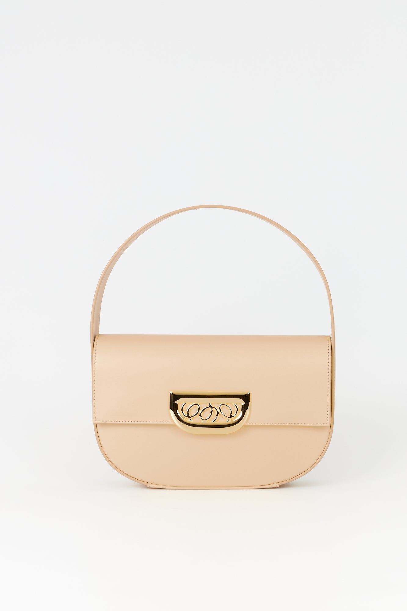 d'estrëe paris Geometric Leather Bag with Golden Latch Beige