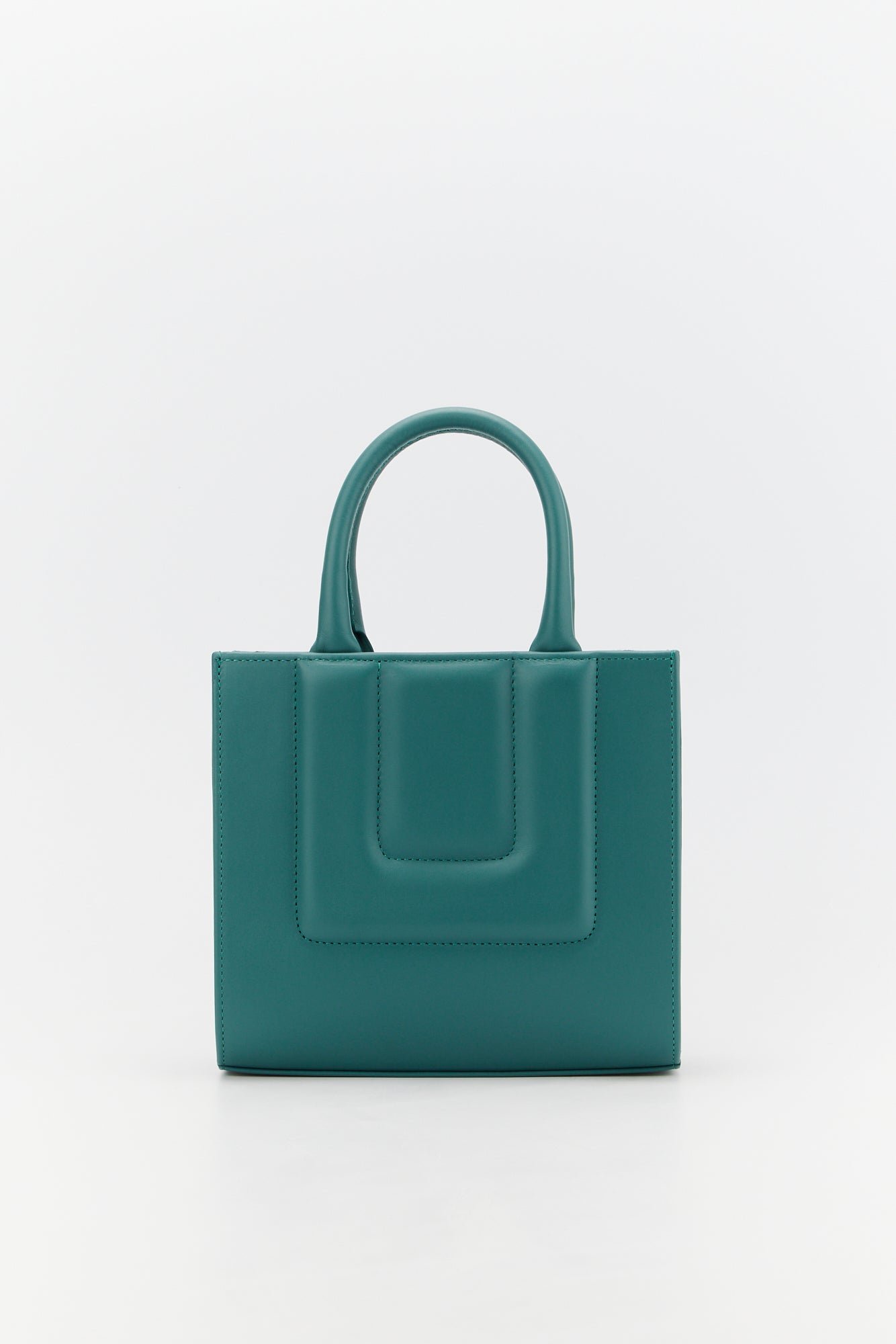 PEACOCK BLUE Leather Structured Mini Tote
