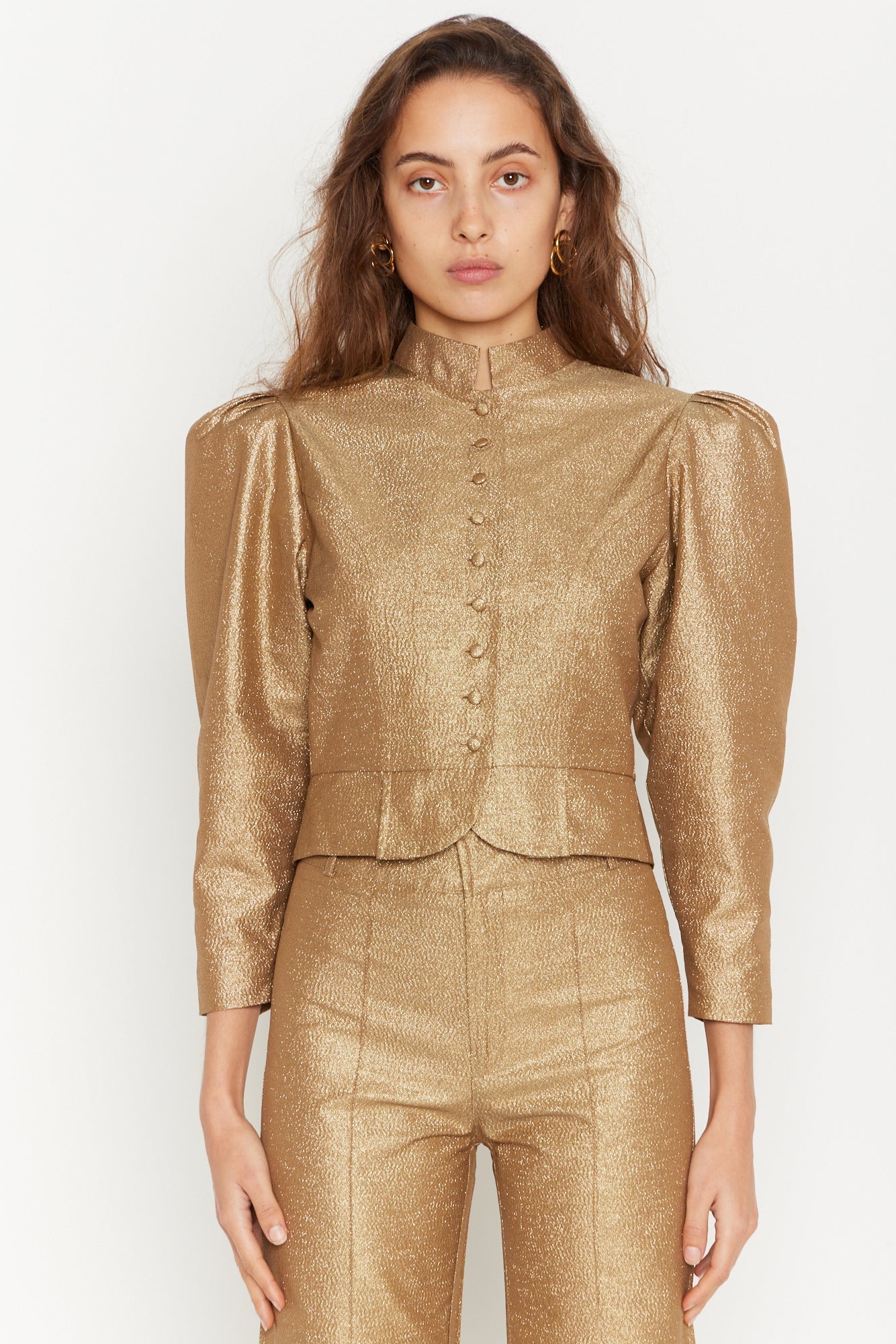 Glitter twill golden jacket