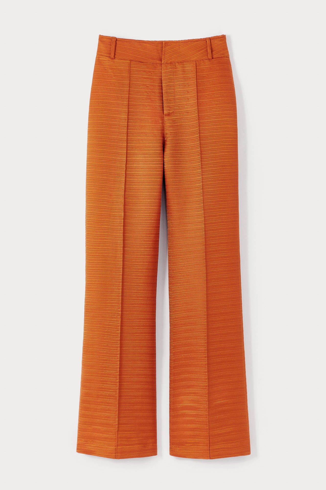Orange Textured Flared Pants