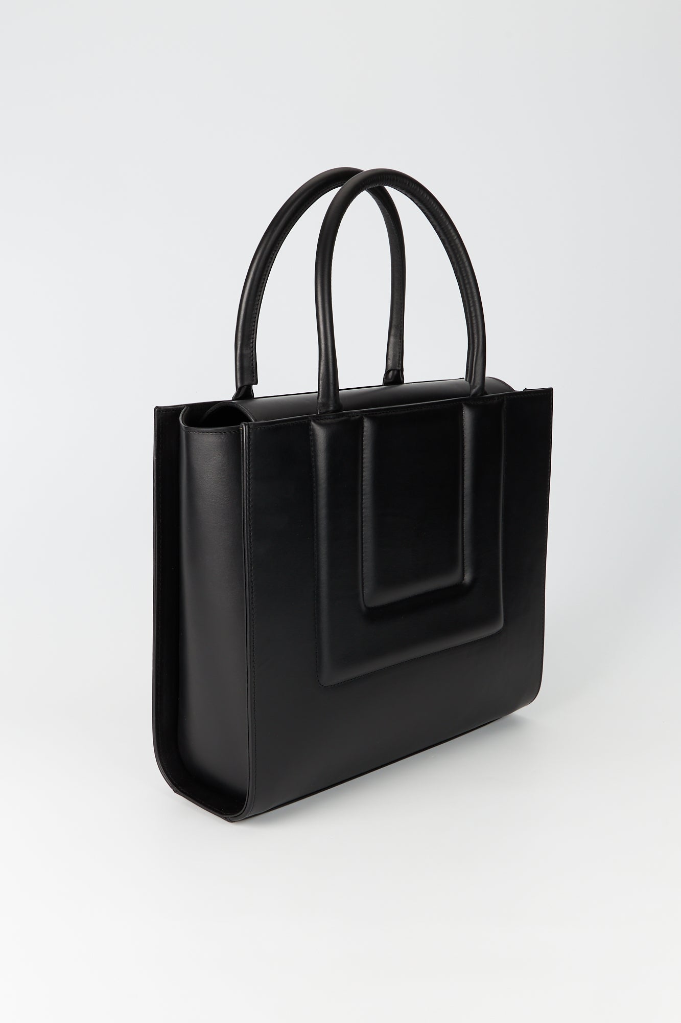 BLACK Leather Structured Tote