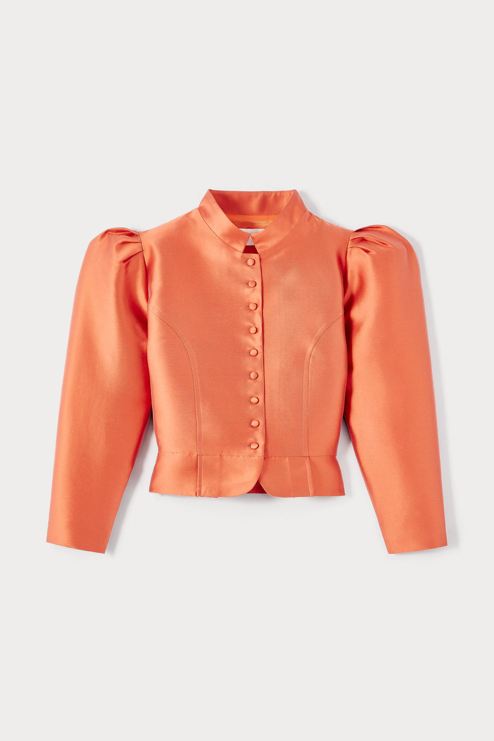Apricot satin puff sleeve jacket – DESTREE