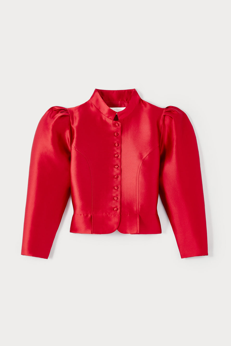 Red satin puff sleeve jacket - Main Image