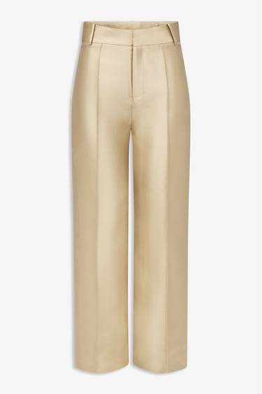 Beige satin straight pants
