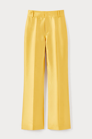 Yellow satin straight pants
