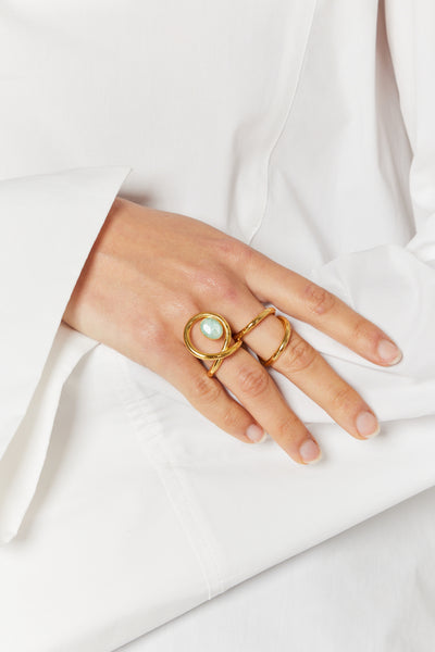 D'Estree Louise Double Stone Ring in Metallic