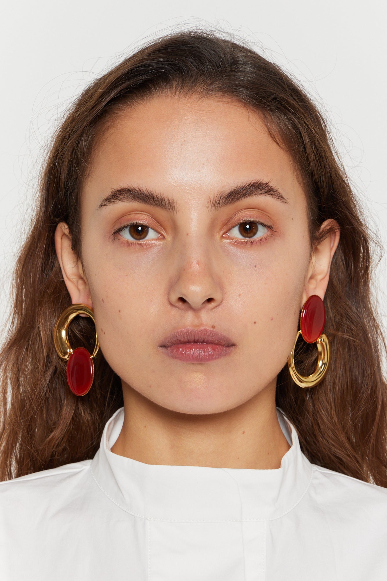 Red Moon Piercing Earrings