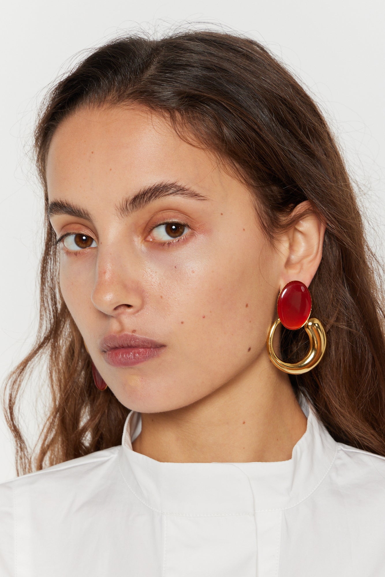 Red Moon Piercing Earrings