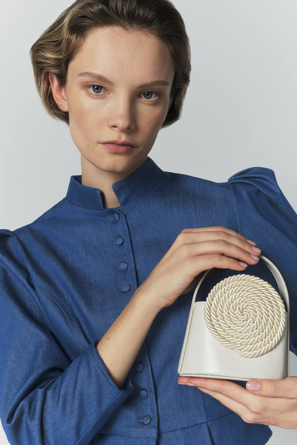 Blue denim puff sleeve jacket – DESTREE