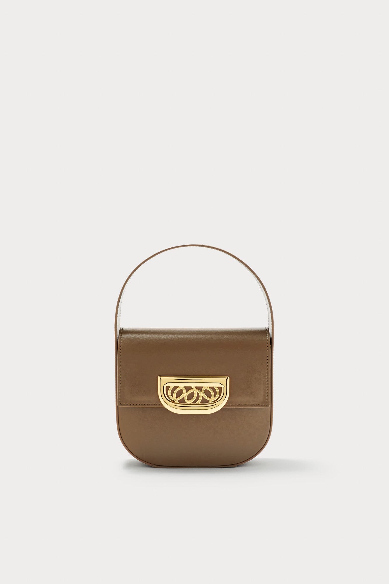 d'estrëe paris Geometric Leather Handbag with Golden Latch Khaki