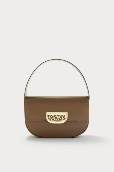 Leather bag with golden latch - Khaki