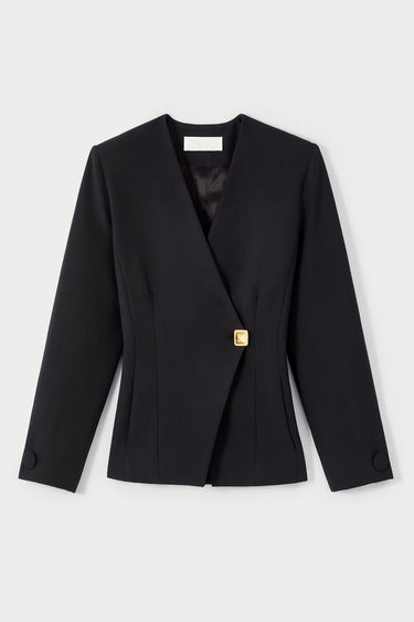 Tailored blazer with gold detail - Black
