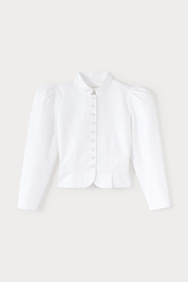 Puff sleeves cotton jacket - White