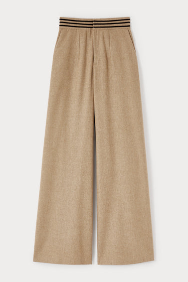 Soft wool wide-leg pants with a tailored fit - Beige