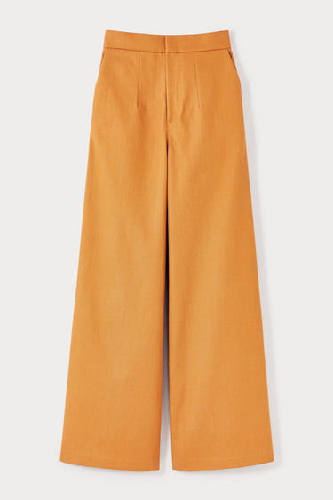 Orange denim wide-leg high-waisted trousers
