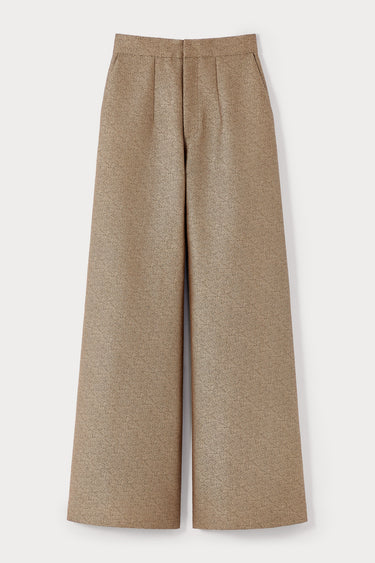 Crepe speckled wide-leg pants with a tailored fit - Brown