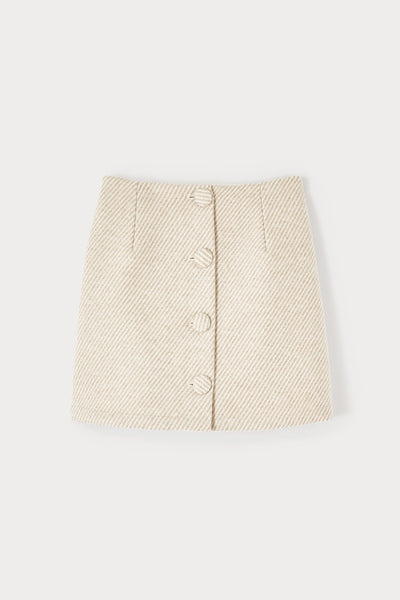 Beige diagonal mini skirt with buttons – DESTREE