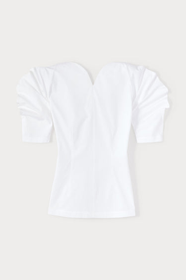 White popelin top with puff sleeves