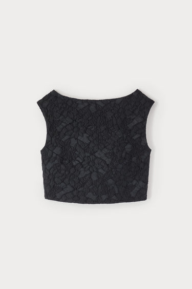 Embossed cropped top - Black