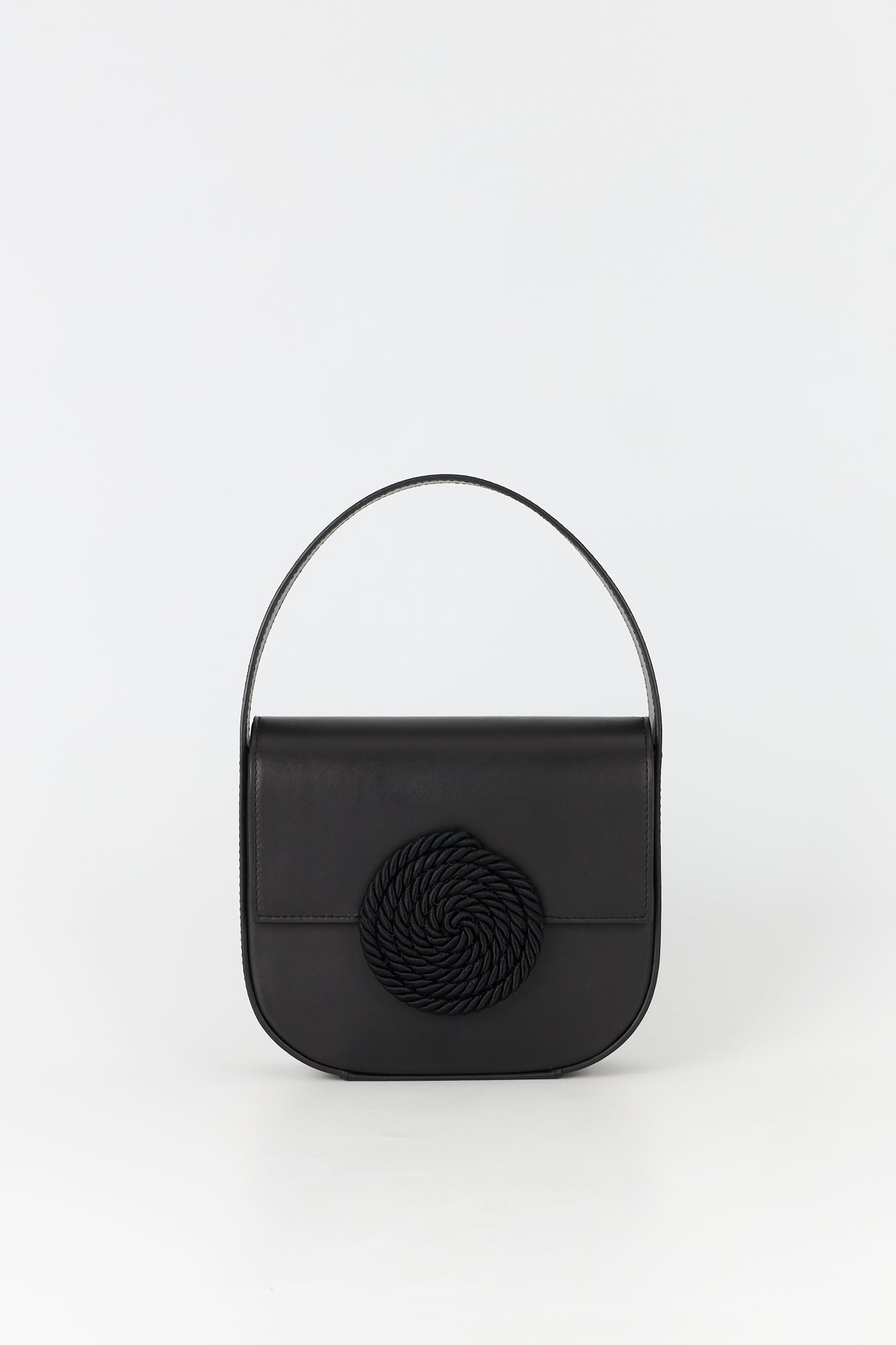 Black Leather Passementerie Handbag