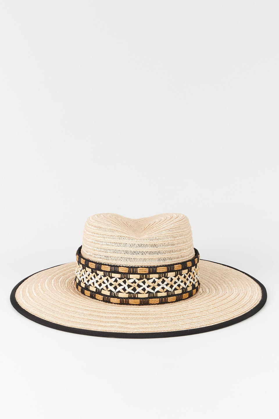 Woven straw hat with brown trim – DESTREE display picture 1