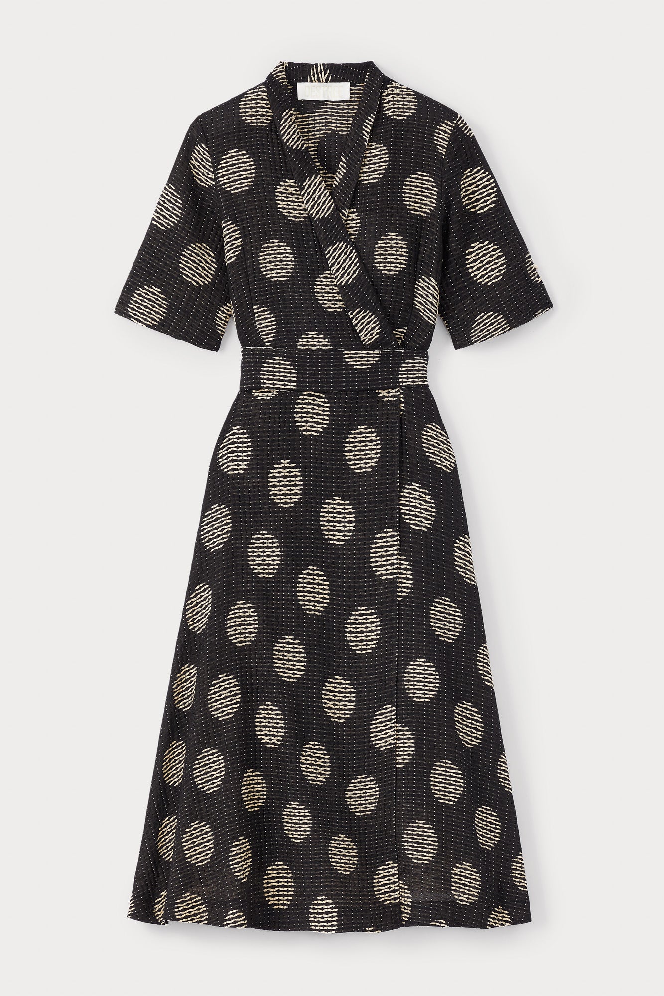 d'estrëe paris Black & White Circle Pattern Wrap Dress
