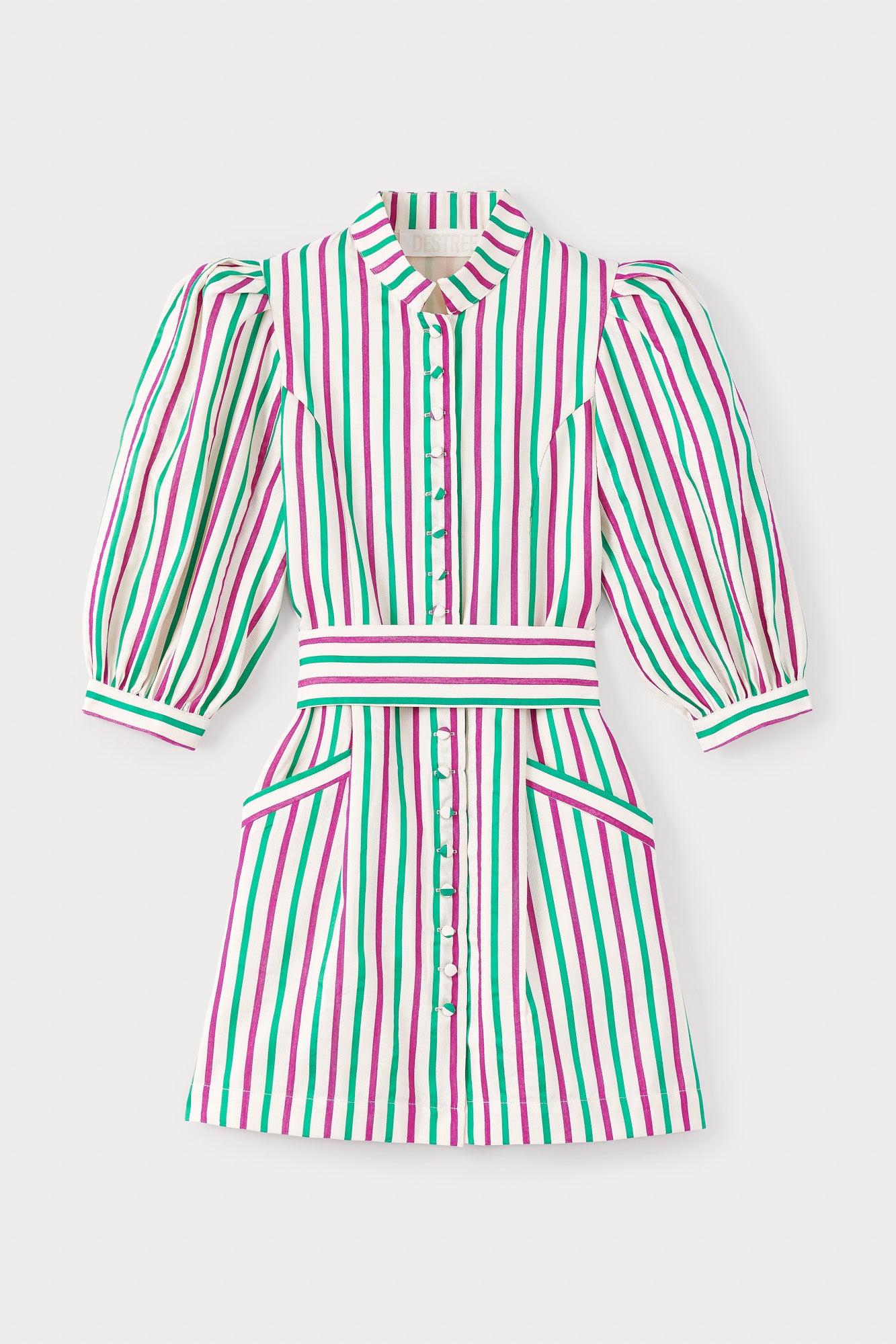 d'estrëe paris RUBY & GREEN Striped Puff Sleeve Dress